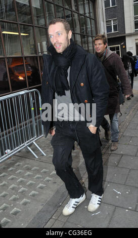 Will Champion of Coldplay arrives at the BBC Radio 1 studios London,  England - 17.12.10 Stock Photo - Alamy