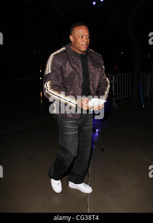 Dr. Dre aka Andre Romelle Young arrives at the Staples Centre to watch the LA Lakers play the Milwaukee Bucks Los Angeles, California - 21.12.10 Stock Photo