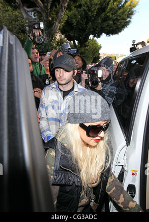 Christina Aguilera and her new boyfriend, Matt Rutler,  Leave the Ivy on Robertson after a late afternoon lunch on New Year's Eve. Los Angeles, California - 31.12.10 Stock Photo