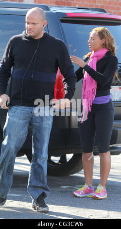 Melanie Brown aka Mel B and husband Stephen Belafonte stop by a restaurant in West Hollywood Los Angeles, California, USA - 04.01.11 Stock Photo