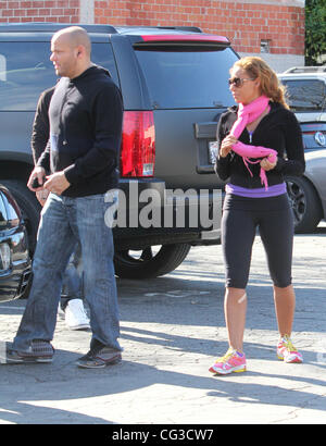 Melanie Brown aka Mel B and husband Stephen Belafonte stop by a restaurant in West Hollywood Los Angeles, California, USA - 04.01.11 Stock Photo