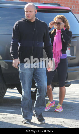 Melanie Brown aka Mel B and husband Stephen Belafonte stop by a restaurant in West Hollywood Los Angeles, California, USA - 04.01.11 Stock Photo