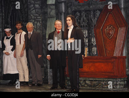 Katharine Luckinbill, John Buffalo Mailer, Timothy Jerome, George Hearn, Michel Altieri, Emily Bridges, Jake Silbermann and Rob O'Hare Opening night of the Off-Broadway production of 'Dracula' at the Little Shubert Theatre - Curtain Call. New York City, U Stock Photo