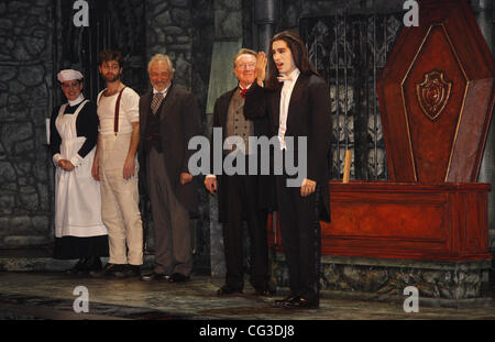 Katharine Luckinbill, John Buffalo Mailer, Timothy Jerome, George Hearn, Michel Altieri, Emily Bridges, Jake Silbermann and Rob O'Hare Opening night of the Off-Broadway production of 'Dracula' at the Little Shubert Theatre - Curtain Call. New York City, U Stock Photo