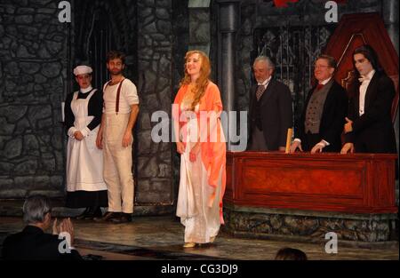 Katharine Luckinbill, John Buffalo Mailer, Emily Bridges, Timothy Jerome, George Hearn and Michel Altieri Opening night of the Off-Broadway production of 'Dracula' at the Little Shubert Theatre - Curtain Call. New York City, USA - 05.01.11 Stock Photo