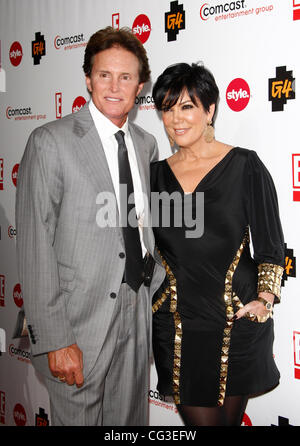 Bruce Jenner and wife Kris Jenner Comcast Entertainment Group TCA Cocktail Reception held at the Langham Hotel Los Angeles, California - 05.01.11 Stock Photo
