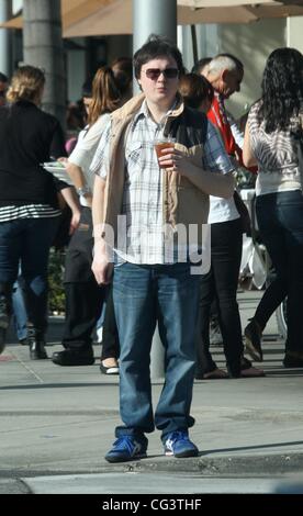 Clark Duke drinking an iced drink while out and about in Beverly Hills Los Angeles, California, USA - 14.01.11 Stock Photo