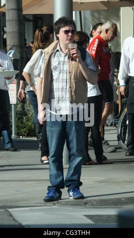 Clark Duke drinking an iced drink while out and about in Beverly Hills Los Angeles, California, USA - 14.01.11 Stock Photo