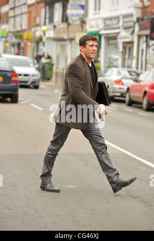 Alex Reid heading to the Old Surrey Hounds pub Caterham after visiting Barclays bank and the Post Office Surrey, England - 24.01.11 Stock Photo