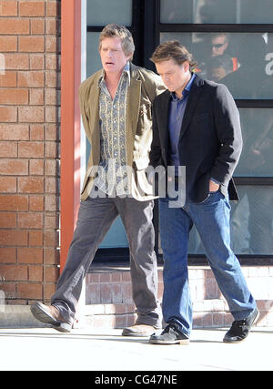 Matt Damon and Thomas Haden Church on the set of 'We Bought a Zoo' in Los Angeles Los Angeles, California  - 24.01.11 Stock Photo