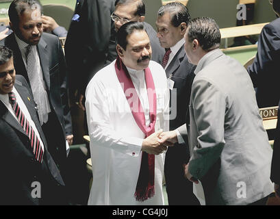 Mahinda Rajapaksa, Sri Lankan President 65th Session of the United Nations General Assembly, held at United Nations headquarters New York City, USA - 23.09.10 Stock Photo