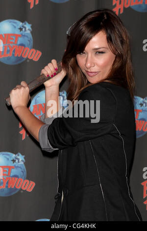 Danielle Harris promotes her new film 'Hatchet II' with a memorabilia