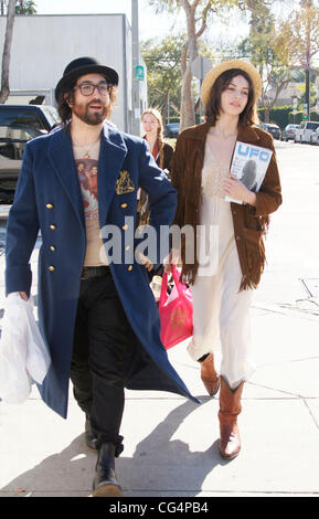 Sean Lennon and his girlfriend Charlotte Kemp Muhl out shopping in Los Angeles Los Angeles, USA - 24.01.11 Stock Photo