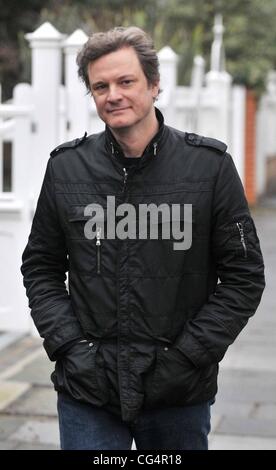 Colin Firth walking near his home London, England - 26.01.11 Stock Photo