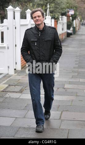 Colin Firth walking near his home London, England - 26.01.11 Stock Photo