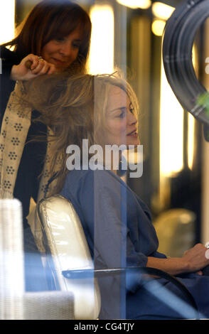 Sharon Stone has her hair styled at the hair dresser in Beverly Hills. Los Angeles, California - 31.01.11 Stock Photo