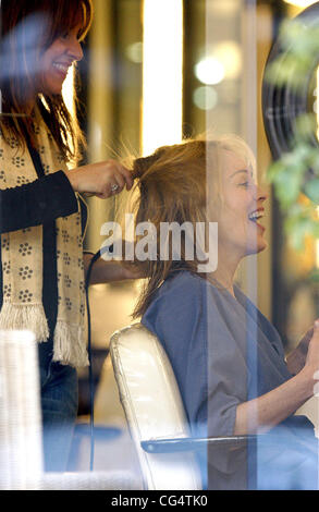 Sharon Stone has her hair styled at the hair dresser in Beverly Hills. Los Angeles, California - 31.01.11 Stock Photo