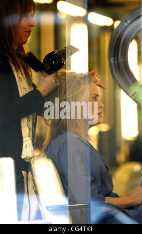 Sharon Stone has her hair styled at the hair dresser in Beverly Hills. Los Angeles, California - 31.01.11 Stock Photo