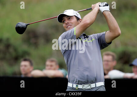 25.08.2012 Gleneagles, Scotland. Francesco MOLINARI in action during day three of the Johnnie Walker Championship from Gleneagles Golf Course. Stock Photo