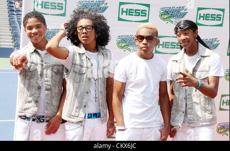 Aug. 25, 2012 - New York, New York, U.S. - Singers (L-R) ROC ROYAL, PRINCETON, PRODIGY and RAY RAY from the group MINDLESS BEHAVIOR attend the Arthur Ashe Kids Day held at the USTA Billie Jean King National Tennis Center. (Credit Image: © Nancy Kaszerman/ZUMAPRESS.com) Stock Photo