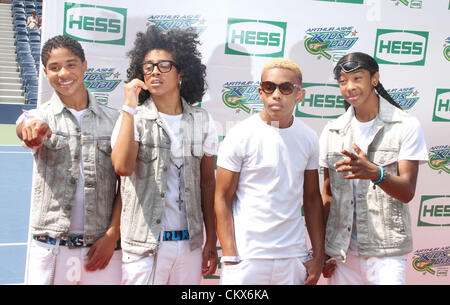 Aug. 25, 2012 - New York, New York, U.S. - Singers (L-R) ROC ROYAL, PRINCETON, PRODIGY and RAY RAY from the group MINDLESS BEHAVIOR attend the Arthur Ashe Kids Day held at the USTA Billie Jean King National Tennis Center. (Credit Image: © Nancy Kaszerman/ZUMAPRESS.com) Stock Photo