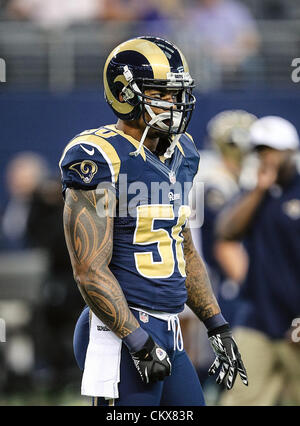 St. Louis Rams linebacker Aaron Brown (50) following a preseason NFL  football game against the Dallas Cowboys Saturday, Aug. 25, 2012, in  Arlington, Texas. (AP Photo/LM Otero Stock Photo - Alamy