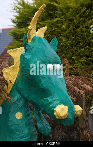 27 August 2012. Bisterne, New Forest National Park, Hampshire, UK. Bisterne Scarecrow Festival 2012. St Georges' dragon. Credit:  Carolyn Jenkins / Alamy Live News Stock Photo