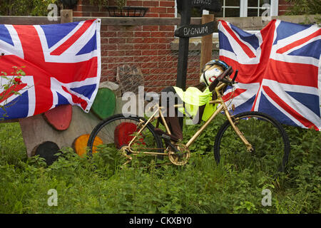 27 August 2012. Bisterne, New Forest National Park, Hampshire, UK. Bisterne Scarecrow Festival 2012. Tour de Bisterne. Credit:  Carolyn Jenkins / Alamy Live News Stock Photo