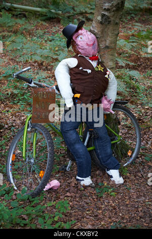 27 August 2012. Bisterne, New Forest National Park, Hampshire, UK. Bisterne Scarecrow Festival 2012. Woody Toy Story. Credit:  Carolyn Jenkins / Alamy Live News Stock Photo