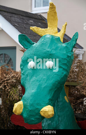 27 August 2012. Bisterne, New Forest National Park, Hampshire, UK. Bisterne Scarecrow Festival 2012. St Georges' dragon. Credit:  Carolyn Jenkins / Alamy Live News Stock Photo