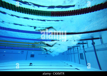 Stratford, London, UK. 30th Aug 2012. Swimming held in the Aquatics Arena in the Olympic Park. The heats of the Men's 400m Freestyle S12 gets underway. Credit:  Action Plus Sports Images / Alamy Live News. Stock Photo