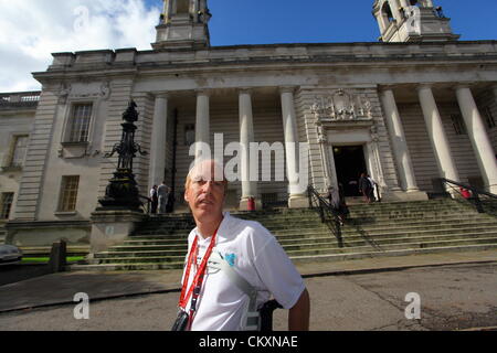 Cardiff, Wales, UK. 30th Aug 2012. Pictured: Paralympian cyclist Simon Richardson MBE outside Cardiff Crown Court after the sentencing of Edward Adams. Re: A farmer has been jailed for 18 months for seriously injuring Paralympic champion cyclist Colin Richardson by Cardiff Crown Court.Richardson, 44, who won two gold medals and a silver in 2008, was training for the London Games on the A48 near Bridgend in August last year.at an earlier hearing, a jury at Newport Crown Court found Edward Adams, 60, of Cowbridge, guilty of dangerous driving.  Credit:  D Legakis / Alamy Live News Stock Photo