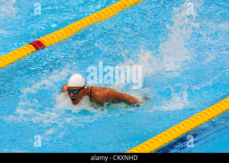 30.08.2012 Stratford, England. Natalie du Toit of South Africa in action during the Women's 100m Butterfly S9 heats on day 1 of the London 2012 Paralympic Games at Aquatics Centre. Stock Photo