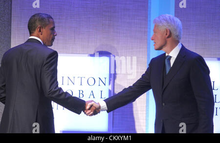 Sept. 23, 2010 - New York, New York, U.S. - President BARACK OBAMA and former President BILL CLINTON attend the Clinton Global Initiative 2010 annual meeting held at the New York Sheraton Hotel. (Credit Image: © Nancy Kaszerman/ZUMApress.com) Stock Photo