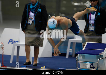 31.08.2012 London, England. Timothy  ANTALFY in action during the men's 100m butterfly S13 on Day 2 of the Paralympic Swimming from the Aquatics Centre. Stock Photo