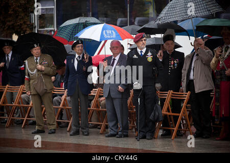 September 01, 2012. Cracow, Poland - 73rd anniversary of the beginning of World War II. The start of the war is generally held to be 1 September 1939, beginning with the German invasion of Poland. Britain and France declared war on Germany two days later. Stock Photo