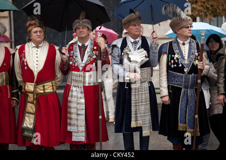 September 01, 2012. Cracow, Poland - 73rd anniversary of the beginning of World War II. The start of the war is generally held to be 1 September 1939, beginning with the German invasion of Poland. Britain and France declared war on Germany two days later. Stock Photo