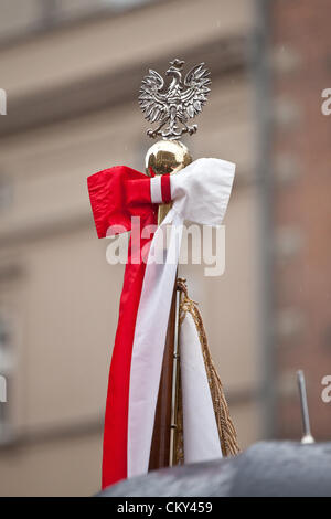 September 01, 2012. Cracow, Poland - 73rd anniversary of the beginning of World War II. The start of the war is generally held to be 1 September 1939, beginning with the German invasion of Poland. Britain and France declared war on Germany two days later. Stock Photo