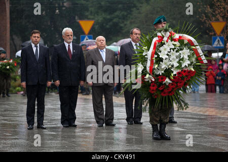 September 01, 2012. Cracow, Poland - 73rd anniversary of the beginning of World War II. The start of the war is generally held to be 1 September 1939, beginning with the German invasion of Poland. Britain and France declared war on Germany two days later. Stock Photo