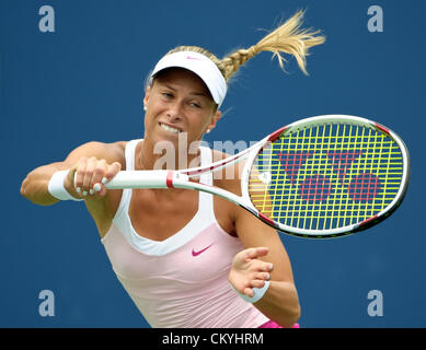 03.09.2012. Flushing Meadows, New York, USA. Andrea Hlavackova (CZE) from the Czech Republic was defeated by American Serena Williams (USA) during their fourth round Women's Singles match on Day 8 of the 2012 U.S. Open Tennis Championships at the USTA Billie Jean King National Tennis Center in Flushing, Stock Photo