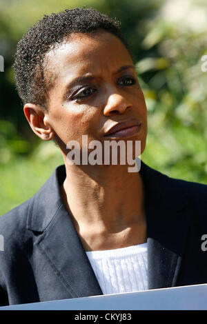 Apr 27, 2009 - Washington, DC, USA - Congresswoman DONNA EDWARDS (D-MD) protests outside of the Embassy of Sudan. Protestors gathered to speak out against Sudan, claiming that the Darfur genocide has killed more than 400,000 civilians and shouting for the United States, China, the Arab League, The African Union and the European Union to bring peace to the region. (Credit Image: © James Berglie/ZUMA Press) Stock Photo