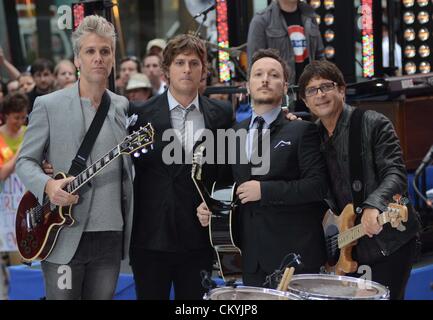 Kyle Cook, Rob Thomas, Paul Doucette, Brian Yale on stage for NBC Today Show Concert with Matchbox Twenty, Rockefeller Plaza, New York, NY September 3, 2012. Photo By: Derek Storm/Everett Collection Stock Photo