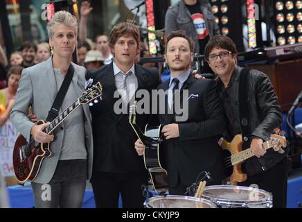 Kyle Cook, Rob Thomas, Paul Doucette, Brian Yale on stage for NBC Today Show Concert with Matchbox Twenty, Rockefeller Plaza, New York, NY September 3, 2012. Photo By: Derek Storm/Everett Collection Stock Photo