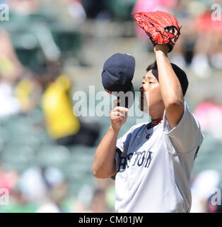 Daisuke Matsuzaka (Red Sox), SEPTEMBER 2, 2012 - MLB : Daisuke Matsuzaka of the Boston Red Sox during the game against the Oakland Athletics at O.co Coliseum in Oakland, California, United States. (Photo by AFLO) Stock Photo