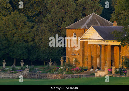 Northampton UK. 6th September 2012. 15 years  since  the funeral of Diana. Princess of Wales.  The sun setting over Althorp House Diana's resting place. view of Poyntz Cottage. Credit:  Keith J Smith. / Alamy Live News Stock Photo