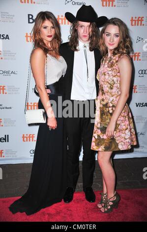 Toronto, Canada. 9th Septmeber 2012. Gemma Arterton, Caleb Landry Jones,  Saoirse Ronan at arrivals for BYZANTIUM Premiere at Toronto International Film Festival, Ryerson Theatre, Toronto, ON September 9, 2012. Photo By: Gregorio Binuya/Everett Collection/Alamy Live News Stock Photo