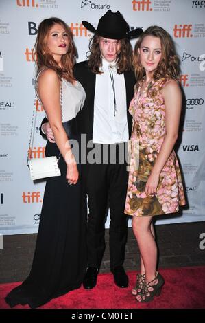 Toronto, Canada. 9th Septmeber 2012. Gemma Arterton, Caleb Landry Jones,  Saoirse Ronan at arrivals for BYZANTIUM Premiere at Toronto International Film Festival, Ryerson Theatre, Toronto, ON September 9, 2012. Photo By: Gregorio Binuya/Everett Collection/Alamy Live News Stock Photo