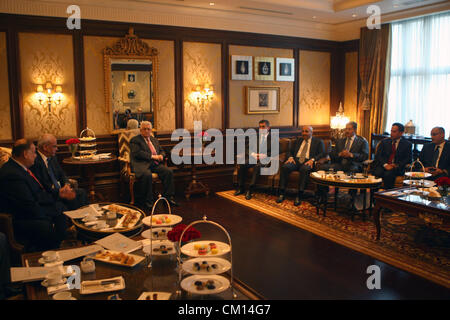 New Delhi, India. 11th September 2012. Palestinian President Mahmoud Abbas (Abu Mazen)  meets with of Arab ambassadors in the Indian capital, New Delhi, on Sep.11, 2012  (Credit Image: © Thaer Ganaim/APA Images/ZUMAPRESS.com) Stock Photo