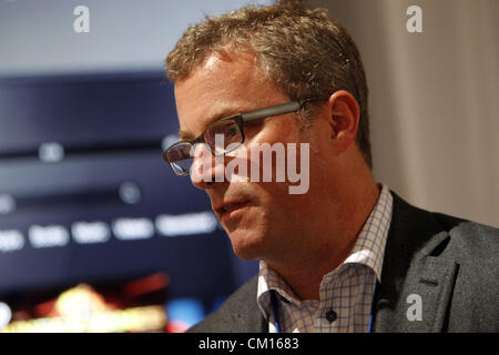 Sept. 6, 2012 - Santa Monica, California, U.S. - Peter Larsen, Vice President Amazon Kindle, talks about the Kindle Fire HD tablets at a news conference in Santa Monica, California, U.S., on Thursday, Sept. 6, 2012. (Credit Image: © Patrick Fallon/ZUMAPRESS.com) Stock Photo