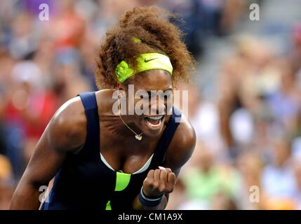09.09.2012. Flushing, NYC, USA.  Serena Williams of The United States Celebrates a Point during her womens singles final Stock Photo